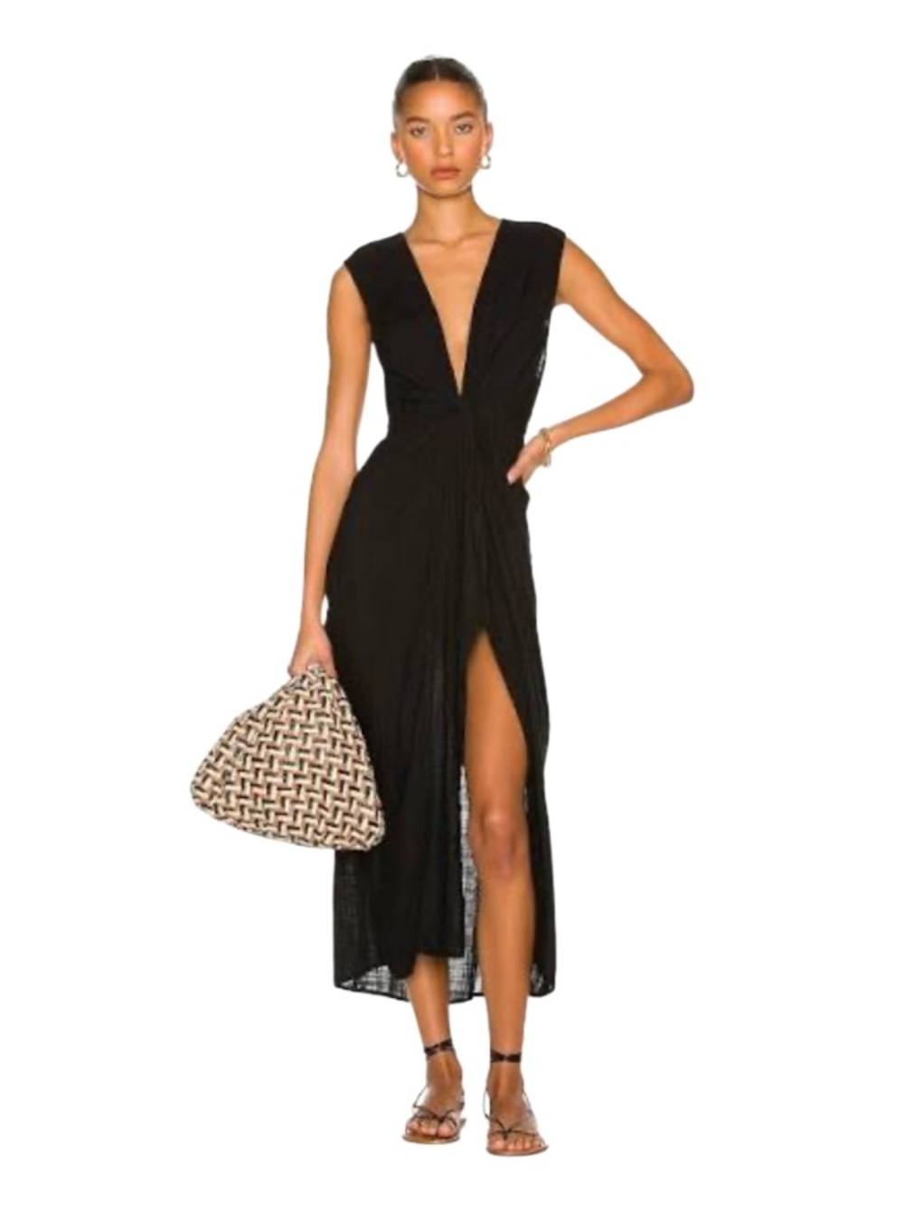 L Space Black Down The Line Cover Up Tunic
